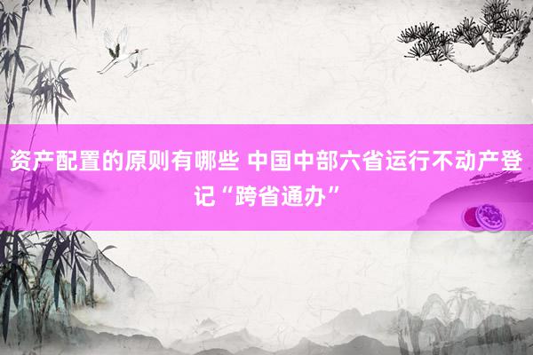 资产配置的原则有哪些 中国中部六省运行不动产登记“跨省通办”