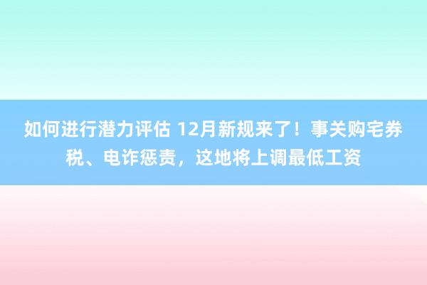 如何进行潜力评估 12月新规来了！事关购宅券税、电诈惩责，这地将上调最低工资